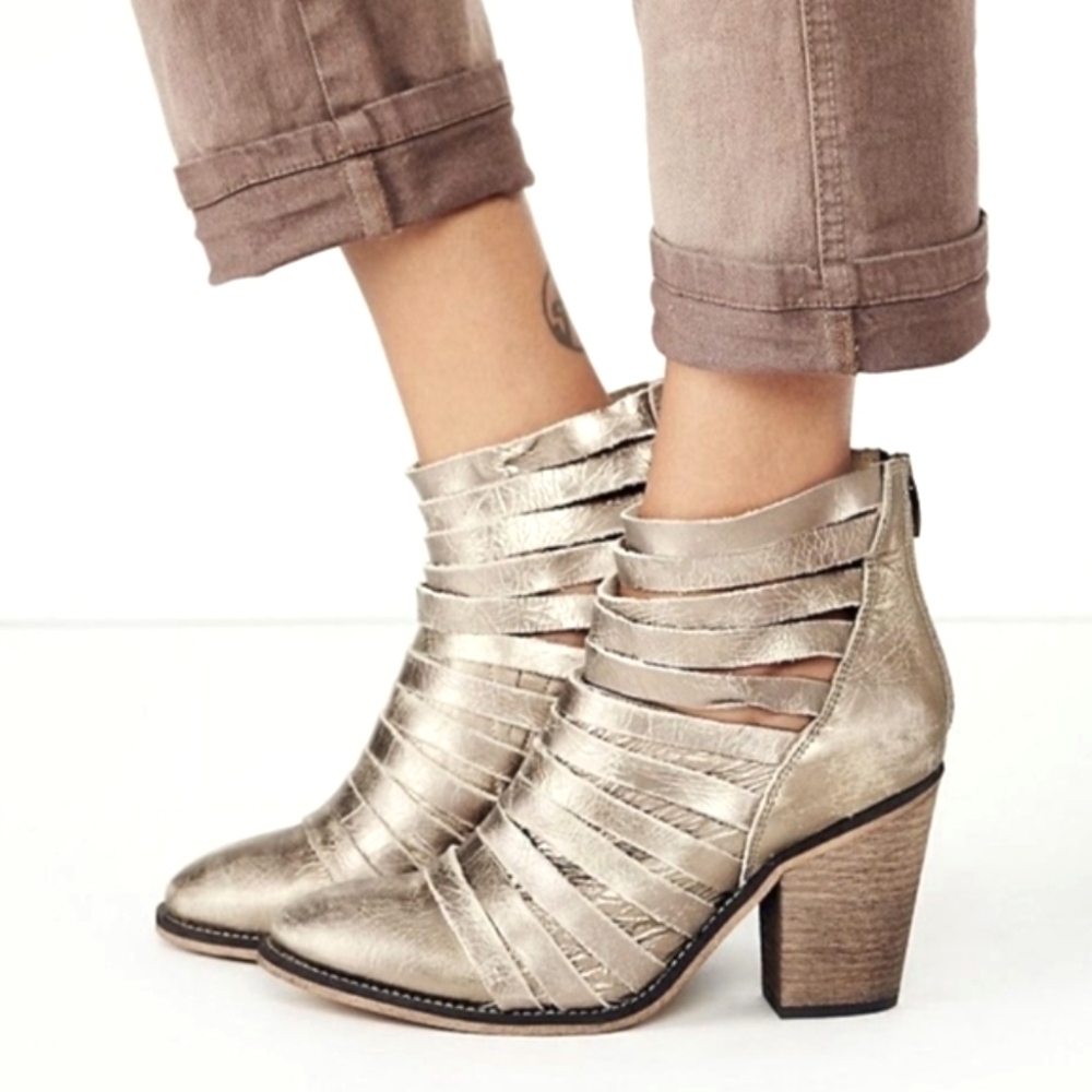 Free People Hybrid Strappy Bootie Metallic Silver Women's 7.5 - Picture 10 of 13